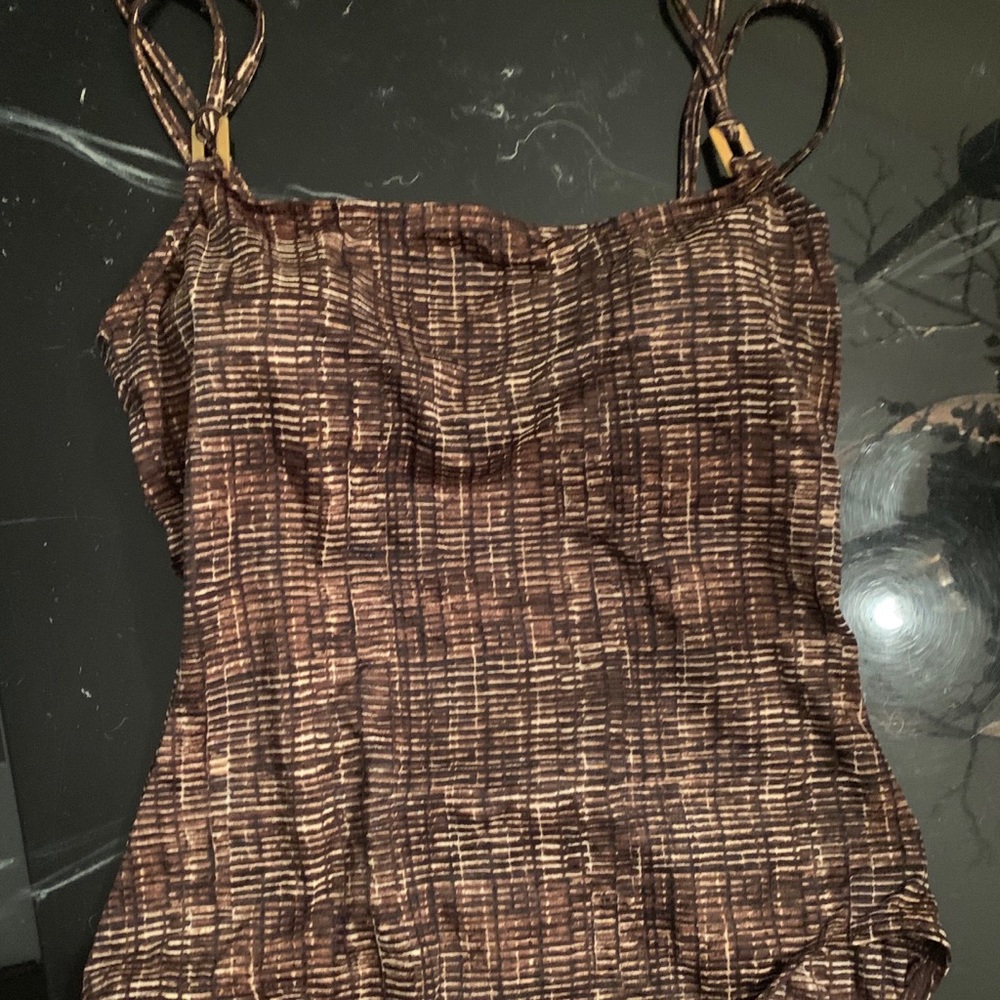 One piece brown Liz Claiborne bathing suit